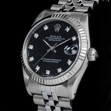 rolex quadrante nero diamamte|Rolex Datejust 36 36mm Quadrante Nero con Brillanti Black.